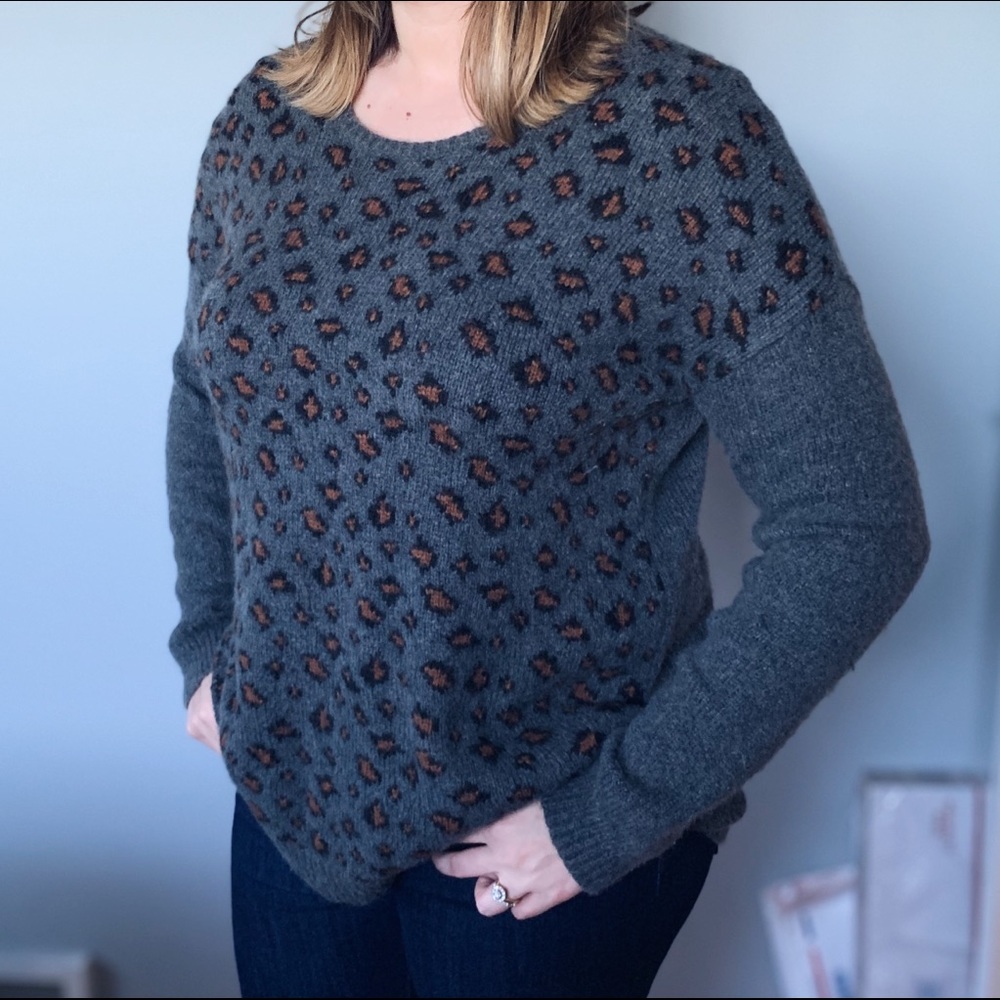 Ann Taylor cheetah print along Sleeve Cozy Sweater